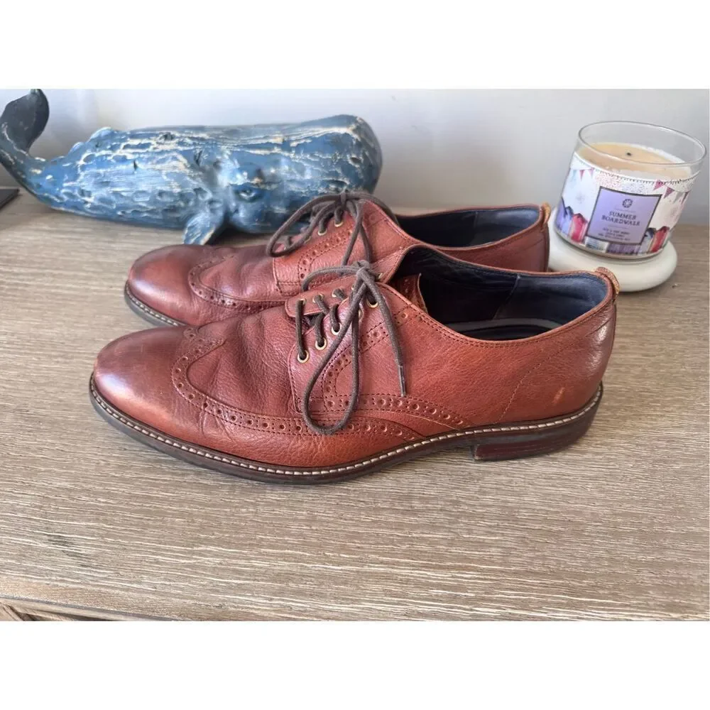 COLE‎ HAAN Grand.Os WATSON Brown Pebble Leather Wingtip Oxford Size 11.5
